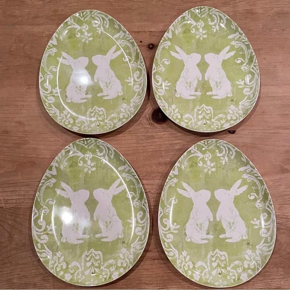 The Prairie Rachel Ashwell set of 4 pastel bunny plates cottagecore Shabby Chic